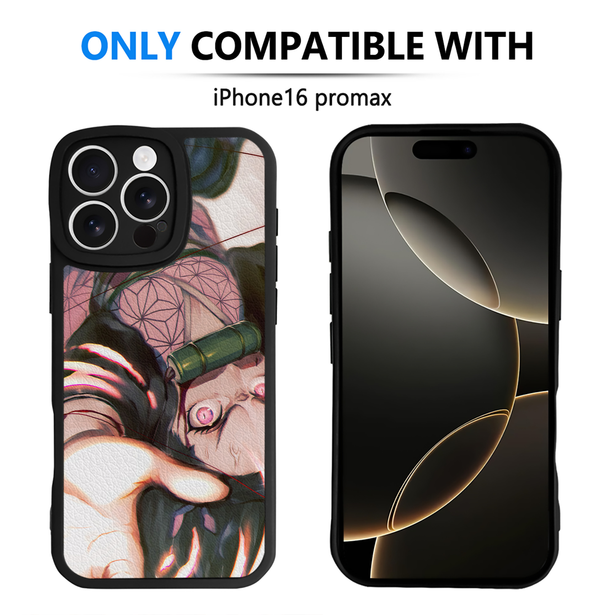 （画像用） 鬼滅の刃（きめつのやいば）竈門 禰󠄀豆子／かまど ねずこ Kamado Nezuko 【iPhone 16シリーズ対応】シリコンスマホケース（レザー調） 材質：シリコン